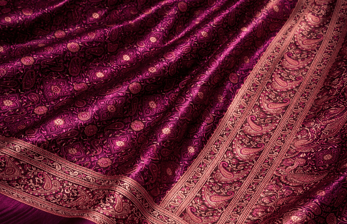 A Tanchoi Banarasi saree with intricate floral detailing